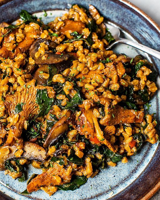 Farro with Mushrooms, Sweet Potato & Nuts ✦ Main