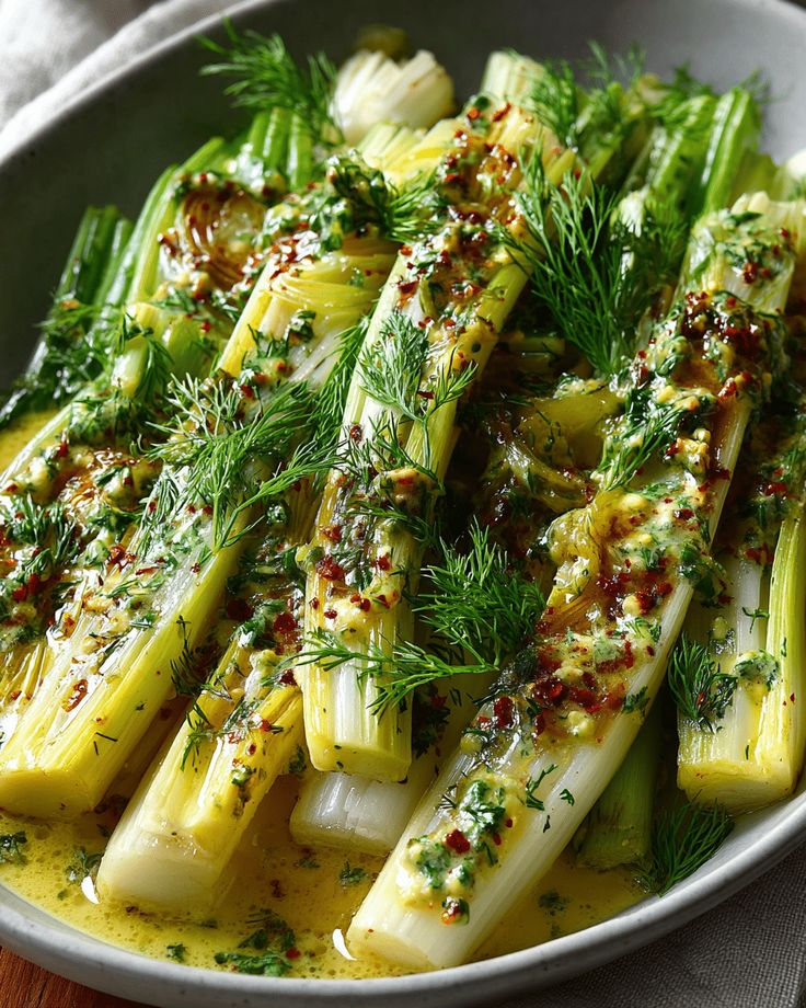 Marinated Leeks with Dijon Dill ✦ Side