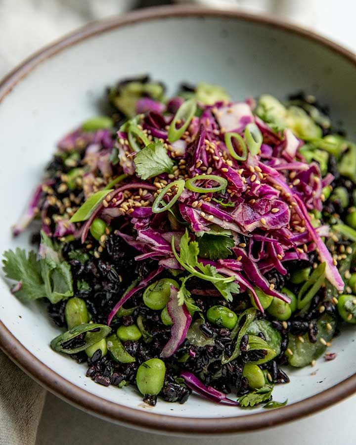 Cabbage Black Rice Salad with Miso Dressing✦ Main