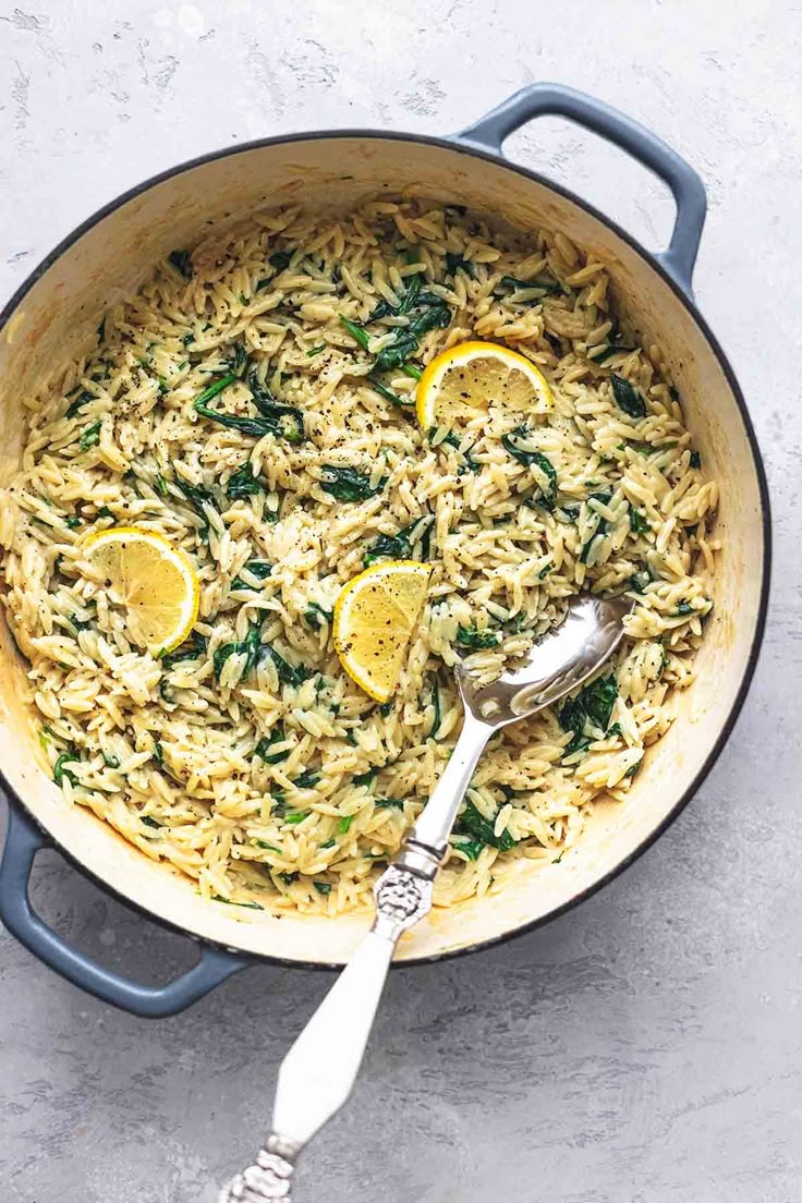 Chickpea Orzo and Spinach Sautéed ✦ Main